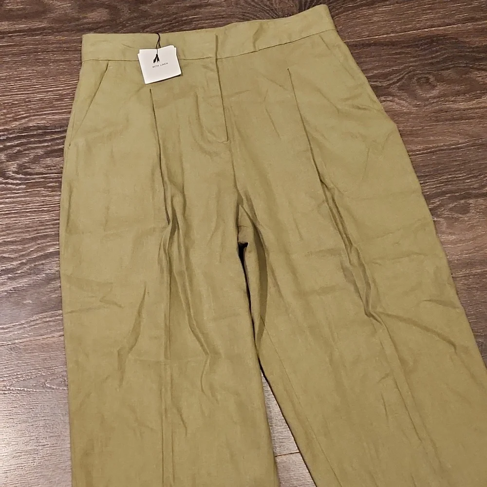 ❤️ NWT! ZARA HIGH RISE PLEATED TAPERED LEG LINEN BLEND PANTS / TROUSERS, SMALL